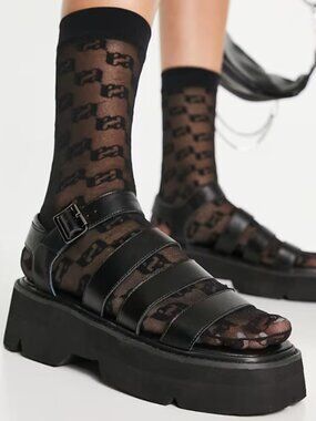 Tony Bianco Women's Black Leather Jaya Chunky Sandals Size 9